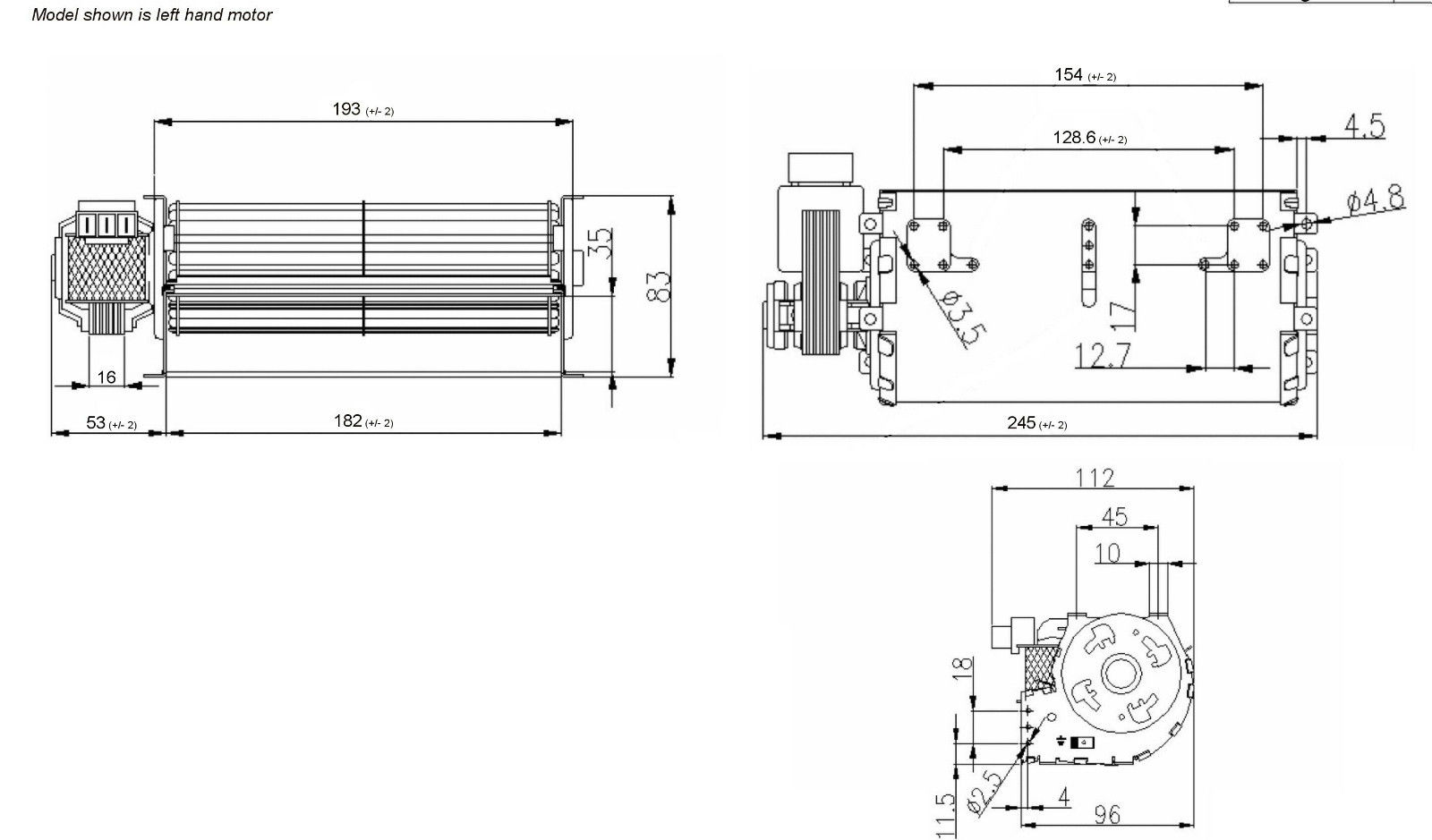 TANGENTIAL FAN 230V 180MM LH RPM-1500